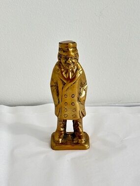 Vintage solid brass figurine "Old Salt" sea captain or fisherman mid century